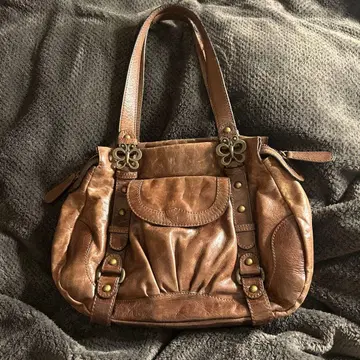 ANNA SUI 브라운 가죽 핸드백