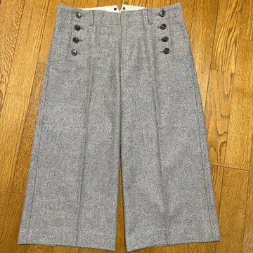 헤링본 숏 와이드 레그 팬츠