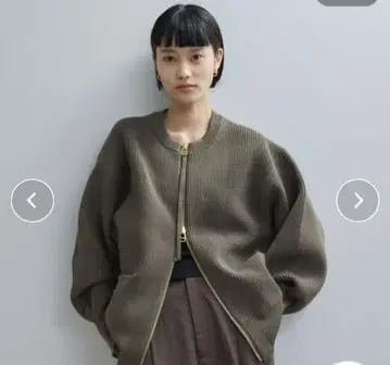 새상품급 ADAM ET ROPE' 지퍼 니트 가디건 카키