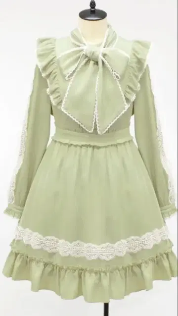 Amavel Pretty Lace 보타이 원피스 민트 그린