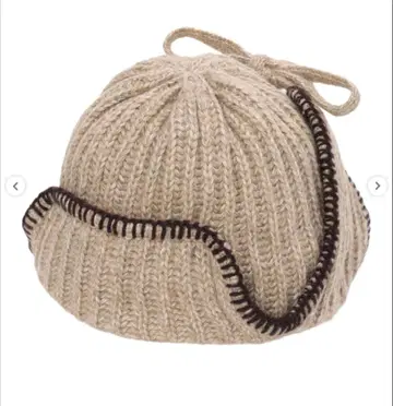 sm2 사만사 모스모스 배색 스티치 니트 플라이트 캡 베이지 새상품