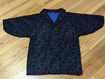 기모노용 겉옷 벨로아 코트 희귀한 꽃무늬 다크 네이비