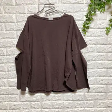 [로즈버드] (F) 엘보 슬릿 롱 티셔츠 U넥 티셔츠 라운드 헴