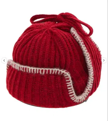 sm2 사만사 모스모스 배색 스티치 니트 플라이트 캡 레드 새상품