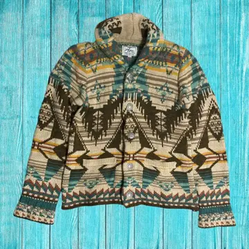 울 혼방 니트 가디건 콘초 버튼 빈티지 네이티브 XL