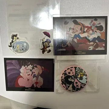 피노키오 피가로 자수 캔 배지 스티커 4종 세트