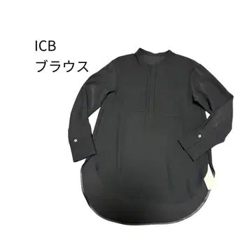 새상품 ICB 더블 크로스 포켓 부착 블라우스 긴팔 블랙