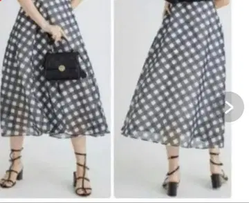 셀포드 깅엄 플레어 스커트