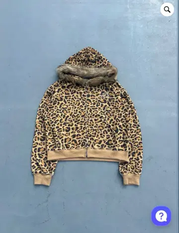 9090 레오파드 무늬 퍼 후드티