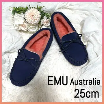 [새상품급] EMU 모카신 보아 스웨이드 네이비 핑크 25cm