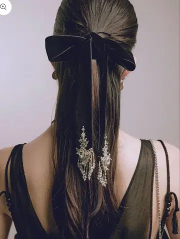 tanakadaisuke 벨벳 롱 리본 블랙