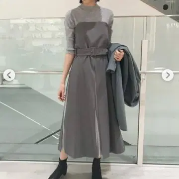 프레이아이디 FRAY I.D 플리츠 콤비 베어 원피스 그레이