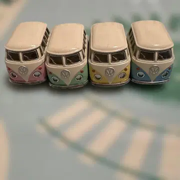 폭스바겐 버스 미니카 4대 세트