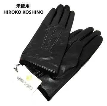 택 포함! HIROKO KOSHINO 가죽 장갑 블랙 그로브