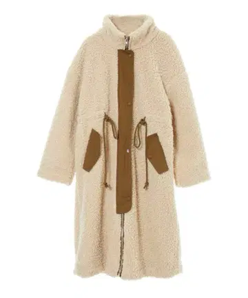 스탠드 칼라 보아 롱 코트