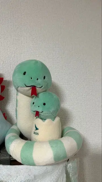 캐세이패시픽 청록색 뱀 봉제 인형 2개 세트