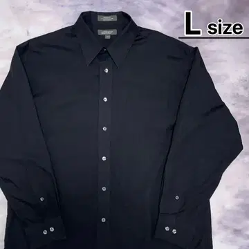 USA 구제 의류 캐주얼 셔츠 L 블랙 긴팔 무지 CROFT&BARROW