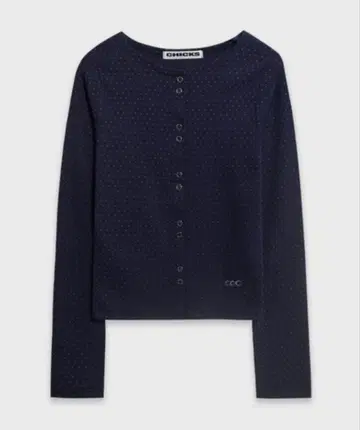CHICKS 도트 스냅 가디건 네이비
