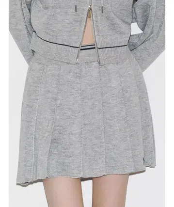 EMODA 플리츠 니트 미니 스커트 그레이