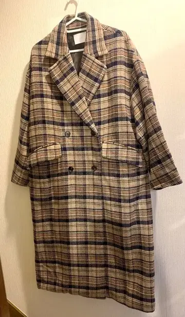 새상품급 HARE 더블 체스터 BIG 코트 체크 무늬 M 사이즈