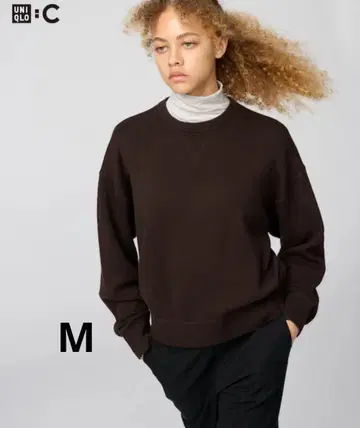 새상품 유니클로C 스무스 코튼 크루넥 스웨터 M 사이즈 다크 브라운