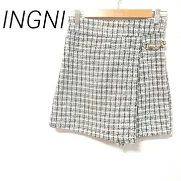 INGNI 체크 무늬 랩 스타일 미니 큐롯 스커트 프리 엘레강트