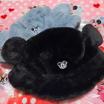 디즈니 미키 버킷햇 모자 퍼 블랙 블루 2개