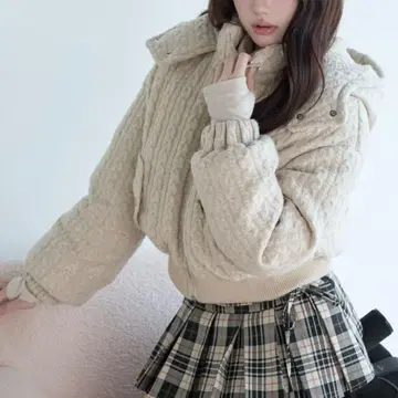 Bunnylis 케이블 니트 퀼팅 자켓