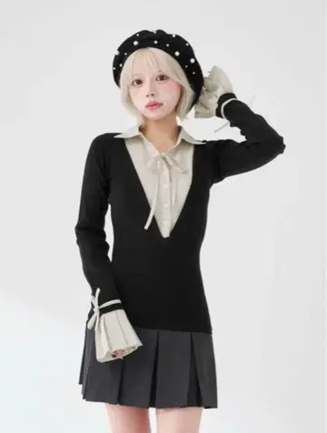 Darich 셔츠 도킹 플리츠 미니 원피스