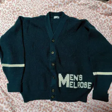 MEN'S MELROSE 다크 그린 가디건 모 100% 빈티지