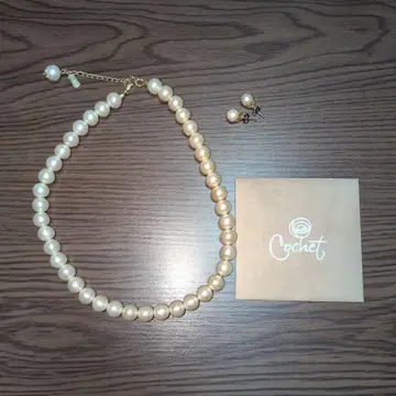 새상품급 Cochet 코튼 펄 목걸이, 귀찌 세트