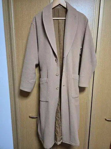 Iraquois 베이지 체스터 코트 허리 벨트 포함