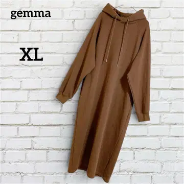 제마 속기모 롱 후드티 원피스 XL 상당 브라운 체형 커버