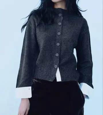 ZARA 콤비 니트 가디건 L