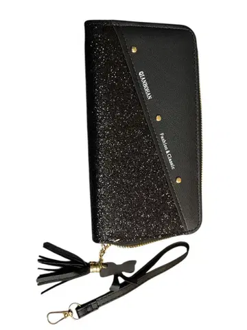 새상품 여성용 장지갑 블랙 대용량 스트랩 포함 어른 어린이