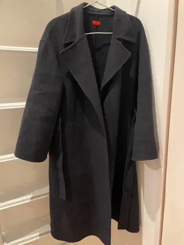 블랙 울 혼방 롱 코트