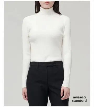 여성용 리브 슬림 터틀넥 니트