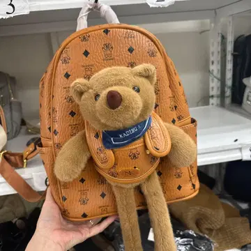 곰 봉제 인형 포함 오렌지 백팩