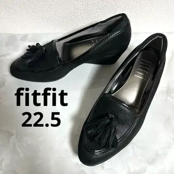 미사용급 fitfit 펌프스 태슬 블랙 웨지솔 라메