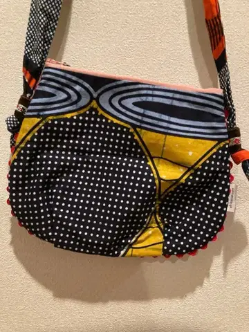 미사용 새상품 우메다 용품점 아프리칸 패브릭 사선 가케 백 핸드메이드