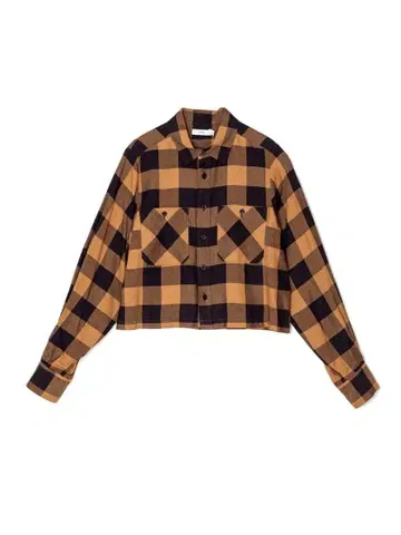 HYKE RAYON PLAID SHIRT 코요테 브라운 사이즈 1