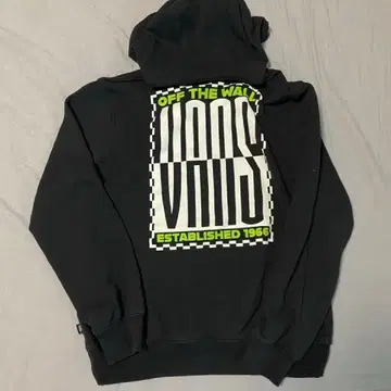 VANS 블랙 후드티 형광 그린 프린트 M 사이즈
