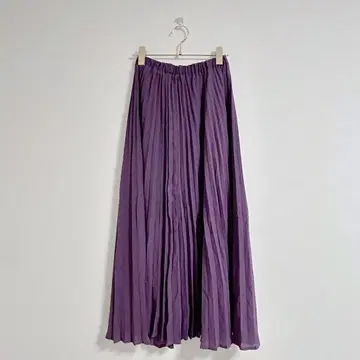 [ GLACIER ] 퍼플 플리츠 롱 스커트 M