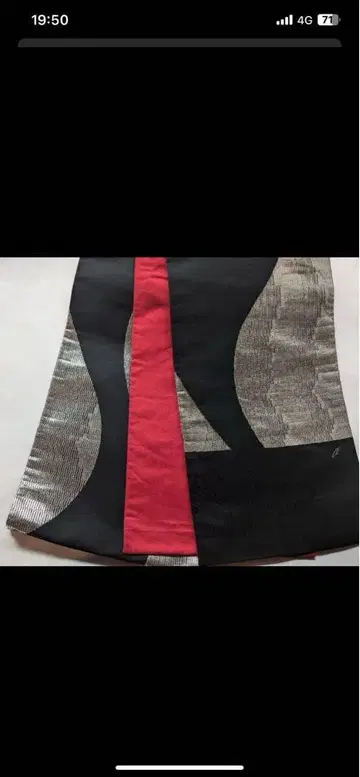 기하학 패턴 오비 블랙 레드 실버