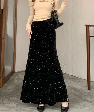 Diosfront 큐빅 벨로아 머메이드 스커트