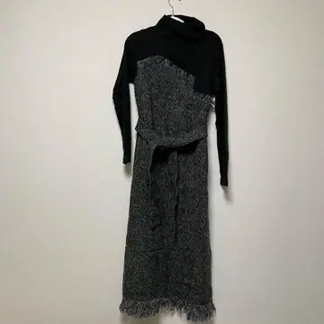 프린지 롱 원피스 블랙과 그레이