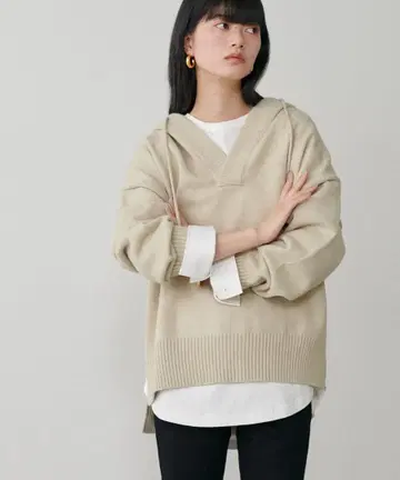 후드 스키퍼 니트 풀오버