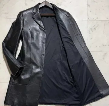 새상품급 엠포리오 아르마니 에코 가죽 코트 자켓 블랙