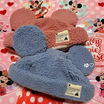 디즈니 보아캡 미키 모자 복슬복슬 블루 핑크 2개