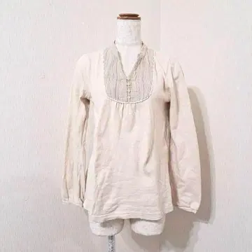 enracine 코튼 풀오버 긴팔 신축 베이지 성숙 큐트 ( M )